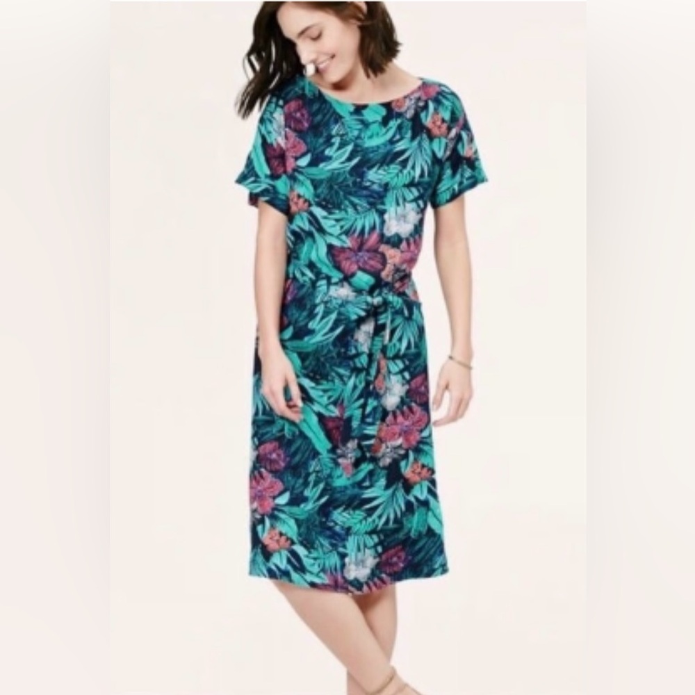 LOFT tropical midi dress